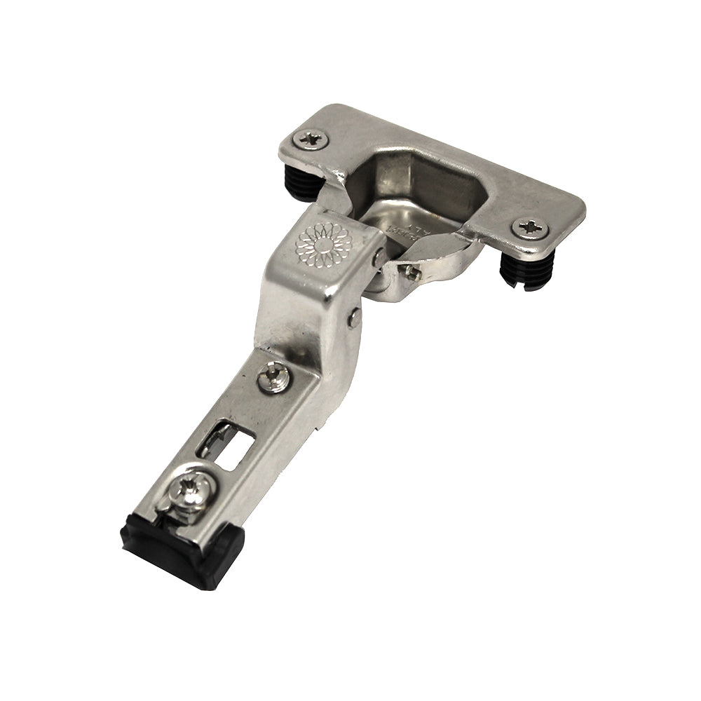 Ferrari Clip-On Hinge, Full Inset, 110°, With 3/8" (10mm) Dowels, Wide Screw Hole Distance