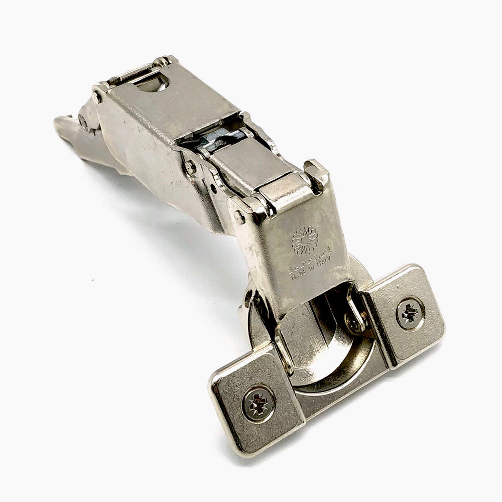 Ferrari Slide-On Hinge, Full Overlay, 170°, With 5/16" (8mm) Dowels, Zero-Protrusion
