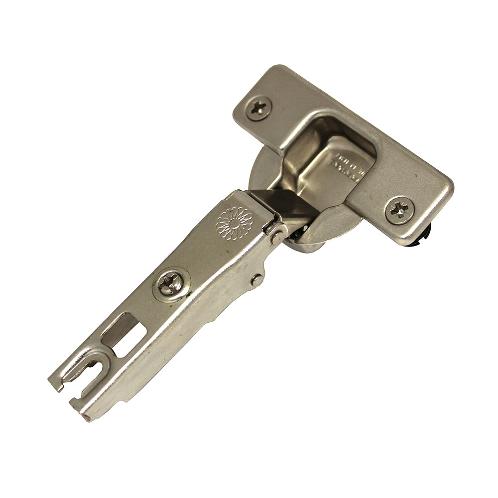Ferrari Slide-On Hinge, Full Overlay, 110°, With 3/8" (10mm) Dowels, Wide Screw Hole Distance