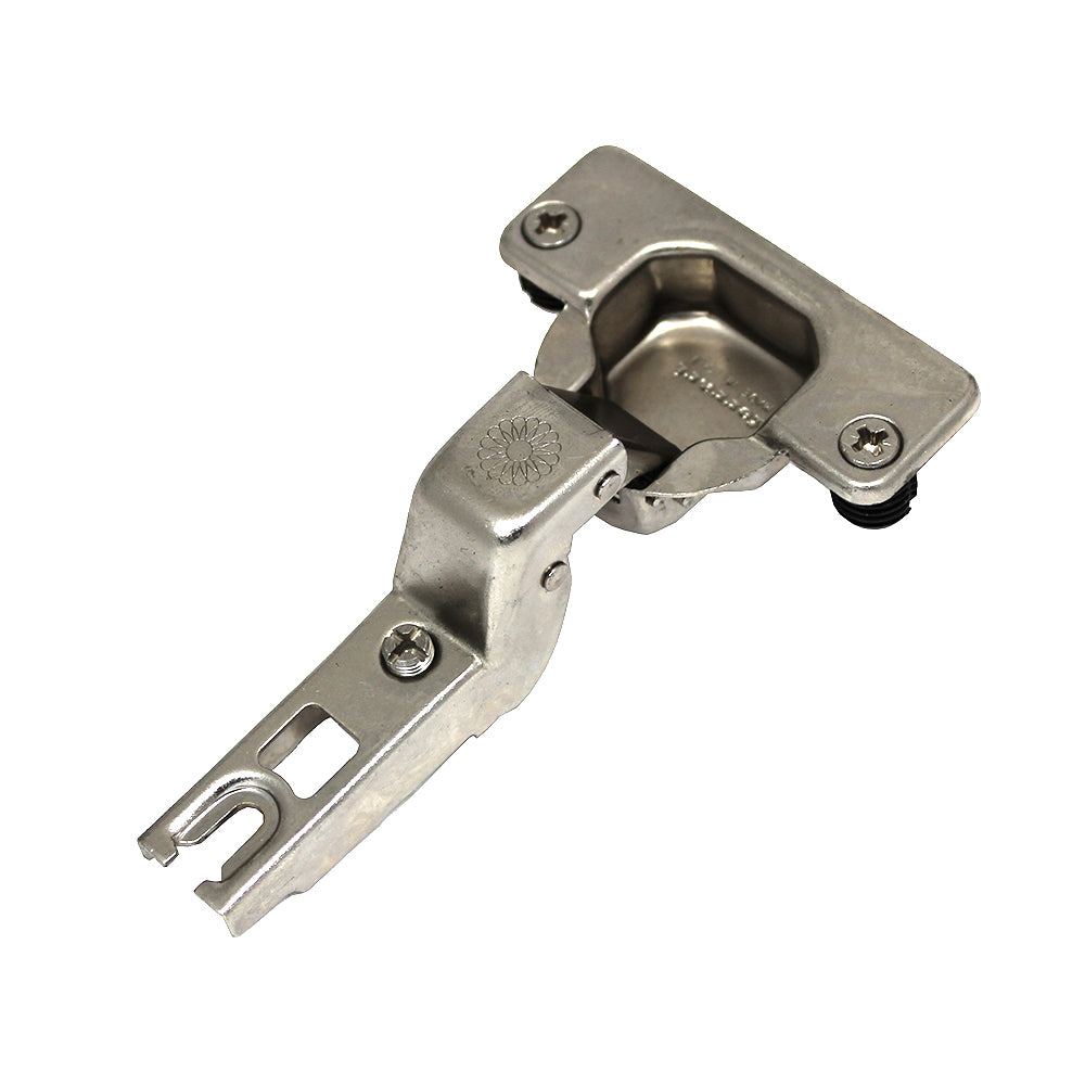 Ferrari Slide-On Hinge, Full Inset, 110°, With 3/8" (10mm) Dowels, Wide Screw Hole Distance